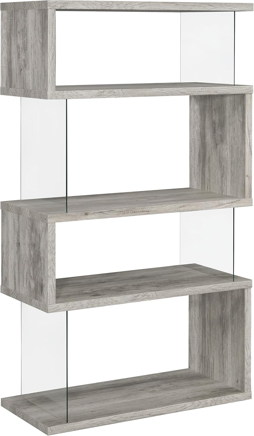 Home products company Amelier 63-inch 4-layer glass panel bookshelf in brown pine color