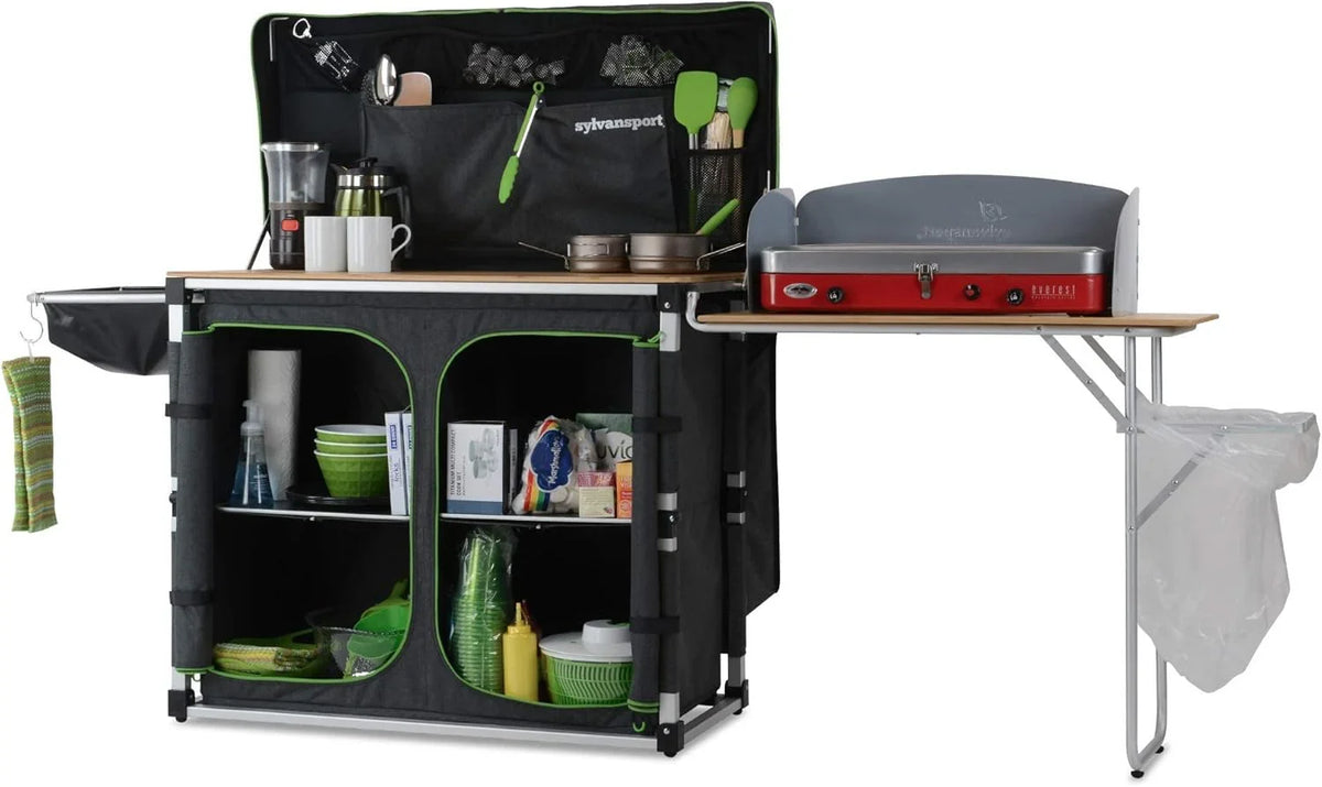 Outdoor camping kitchen system, convenient for cooking, cleaning, preparing camping meals, luxurious camping and essential camping items, large-sized "table magic" series
