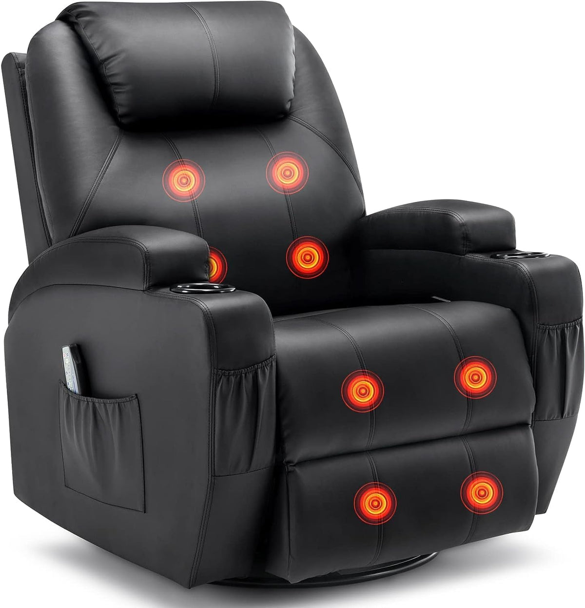 Recliner Chair, Rocking Chair with Massage and Heat, 360° Swivel Recliner Chairs for Adults, Rocker Manual Recliner with Remote Control and Cup Holder Room, Bedroom, Nursery