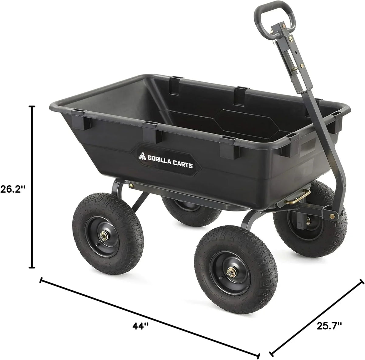 Heavy Duty Poly Utility Dump Wagon Garden Cart w/Pneumatic Tires, 6 Cu Ft - 1200 lb Capacity Outdoor Wheelbarrow for Yard, Landscaping & Gardening, Lawn Tractor or ATV Towable- Carts