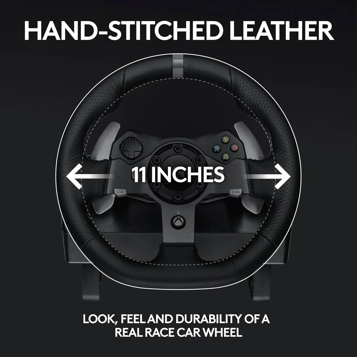 Drive Force racing car steering wheel and pedals, real force feedback function, stainless steel shift paddles, leather steering wheel cover suitable for Xbox Series X|S, Xbox One, PC and Mac - Black
