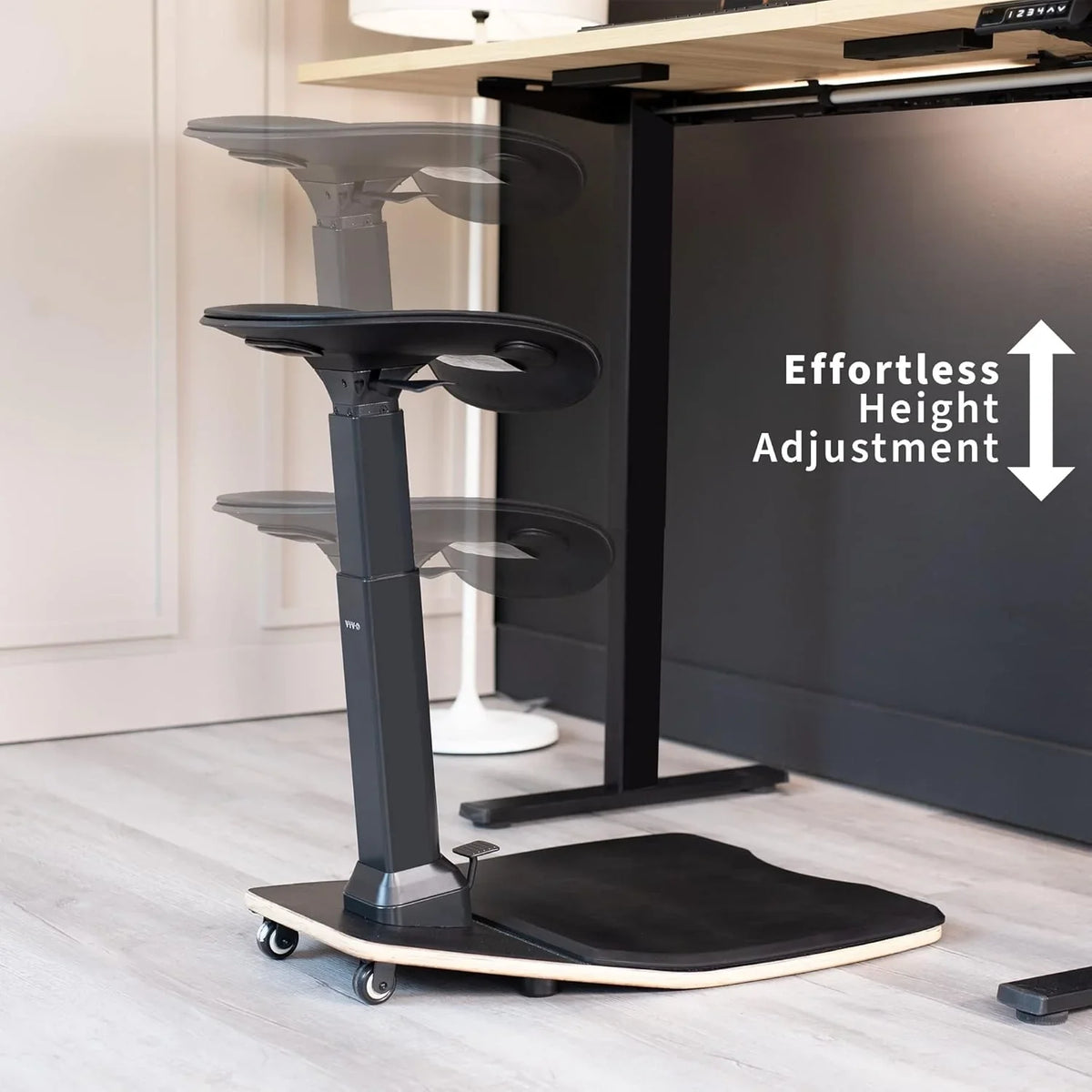 Ergonomic inclined standing desk with chair, portable height-adjustable anti-fatigue cushion, suitable for home and office, black
