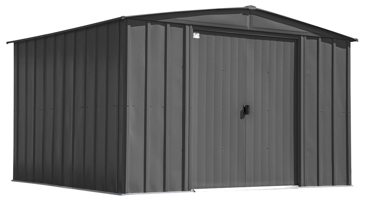 Arrow Classic Galvanized Steel Storage Shed, Charcoal, 10-ft x 12-ft