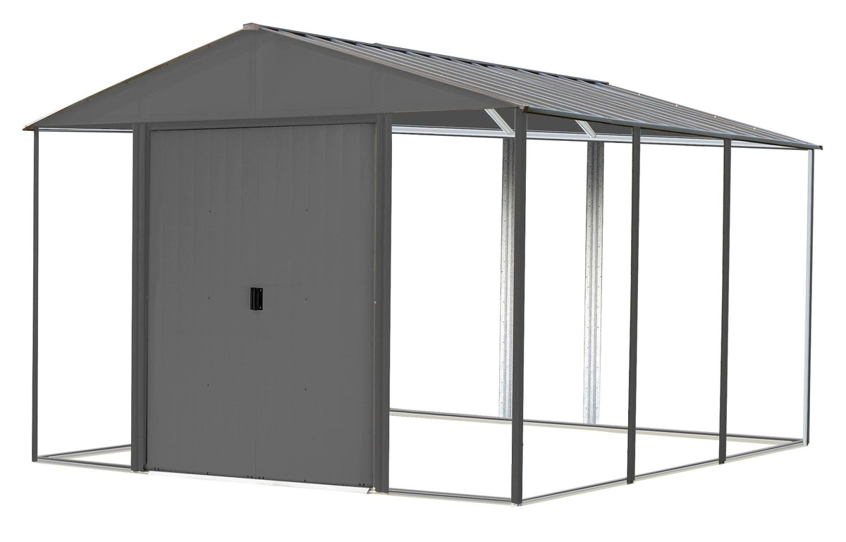 Arrow Ironwood Steel Hybrid Shed Kit, Anthracite, 10-ft x 12-ft