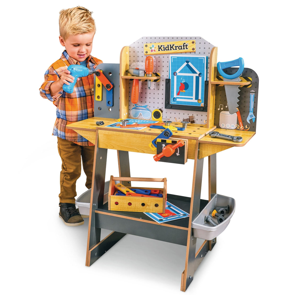 Wooden Play Workbench with 40+ Accessories, Ages 3+