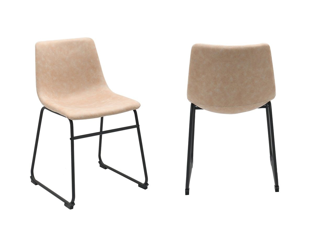 Rachel Vintage Beige Fabric Upholstered Dining Chair, 2-pc
