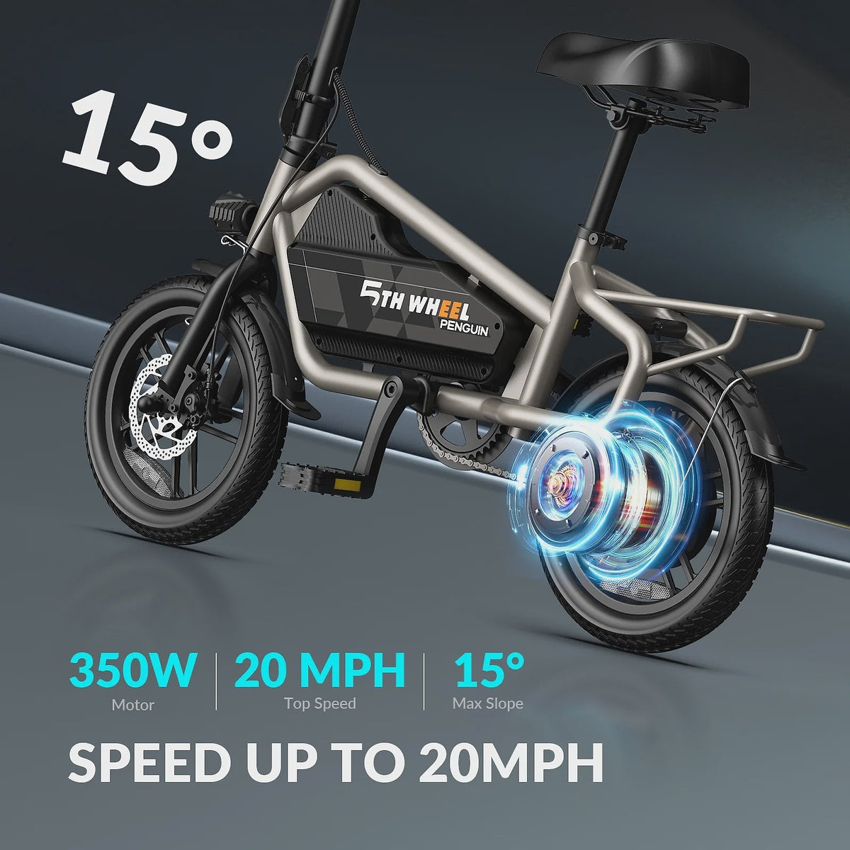 5TH WHEEL 14 in Electric Bike for Adults with 650W Peak Motor Electric Bicycle, 36V 7.8Ah Battery Ebike, UL2849