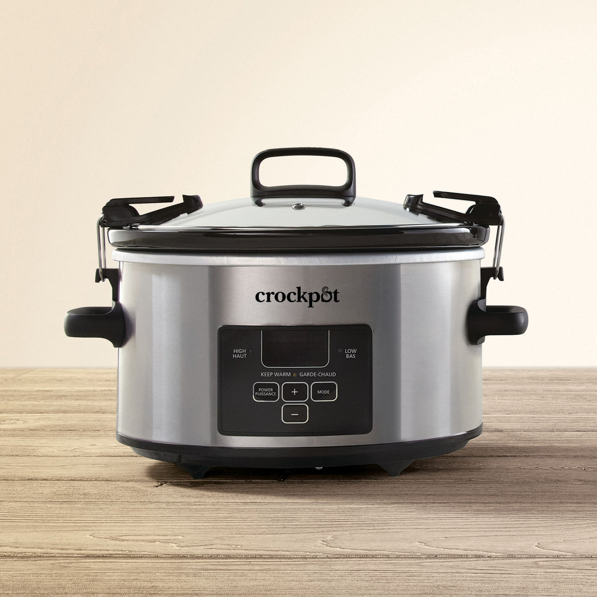 Digital Programmable Slow Cooker with Locking Lid, Feeds 4 People & More, Stainless Steel, 4-qt