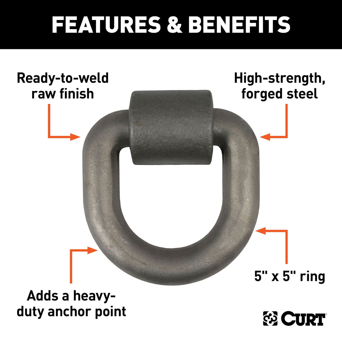 83770 3 x 3-in Weld-On Tie-Down D-Ring (15,587 lbs, Raw Steel)