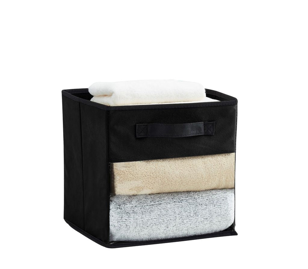 Collapsible Transparent Front Cube, 11-in, 6-pk, Black