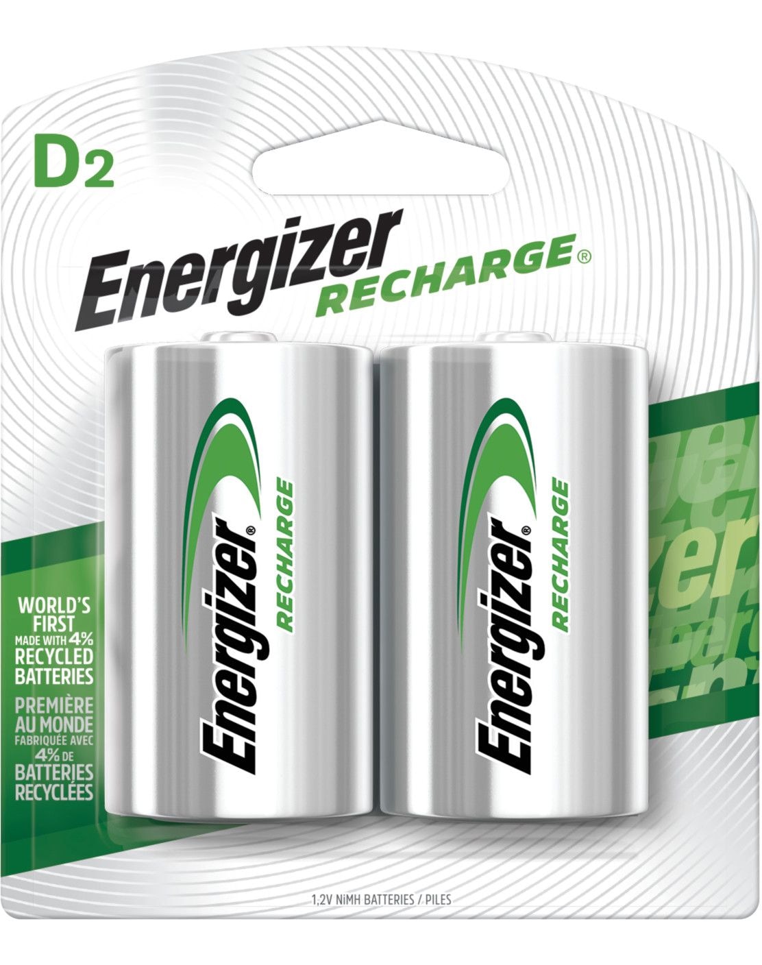 NH50BP-2 2-pk D NiMH Rechargeable Batteries, Pre-Charged, Long Lasting