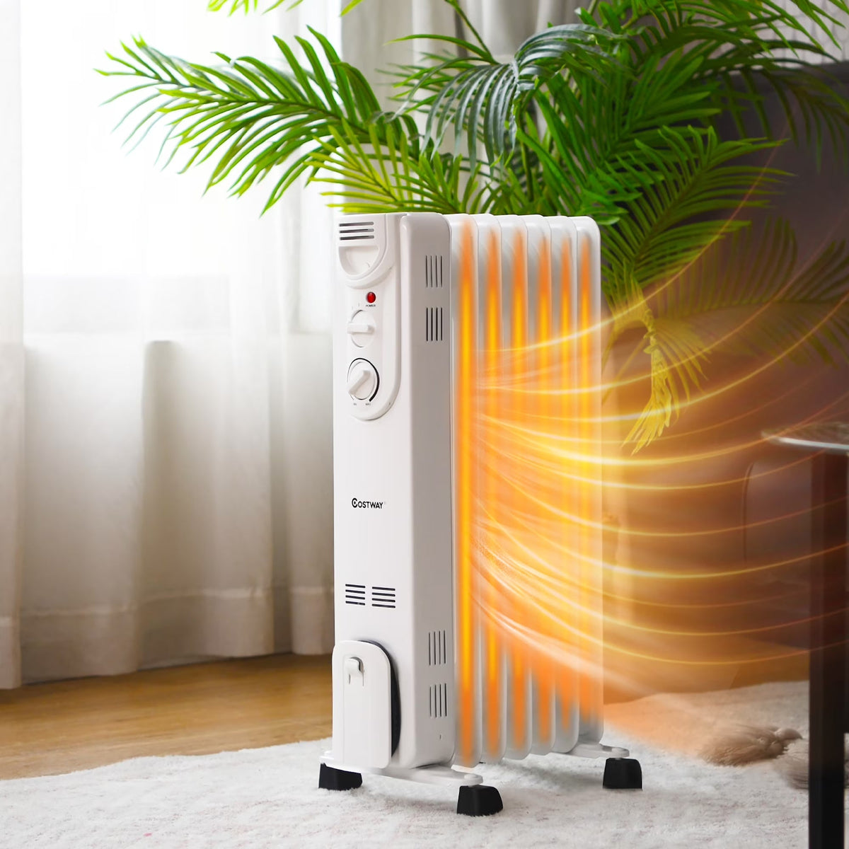 1500W Electric Oil Filled Radiator Space Heater 5-Fin Thermostat Room Radiant