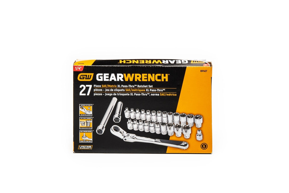 Pass-Thru 1/4-in Drive Socket Set 27-pc, SAE/Metric