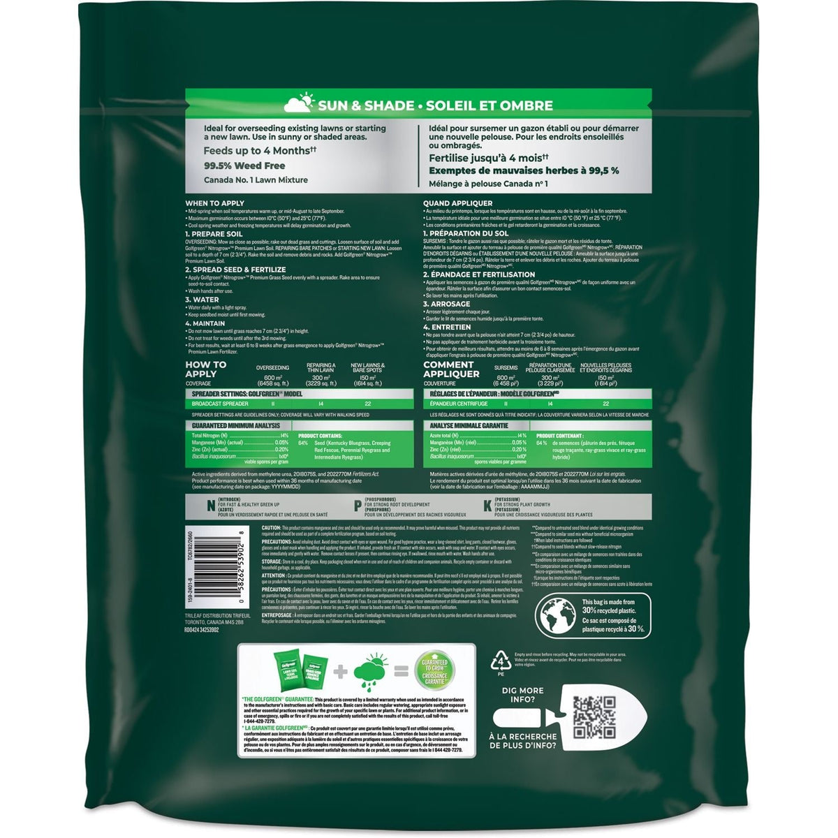 Nitrogrow+ Premium Nitrogen Enriched Sun and Shade Grass Seed with Fertilizer, 14-0-0, 3.5kg