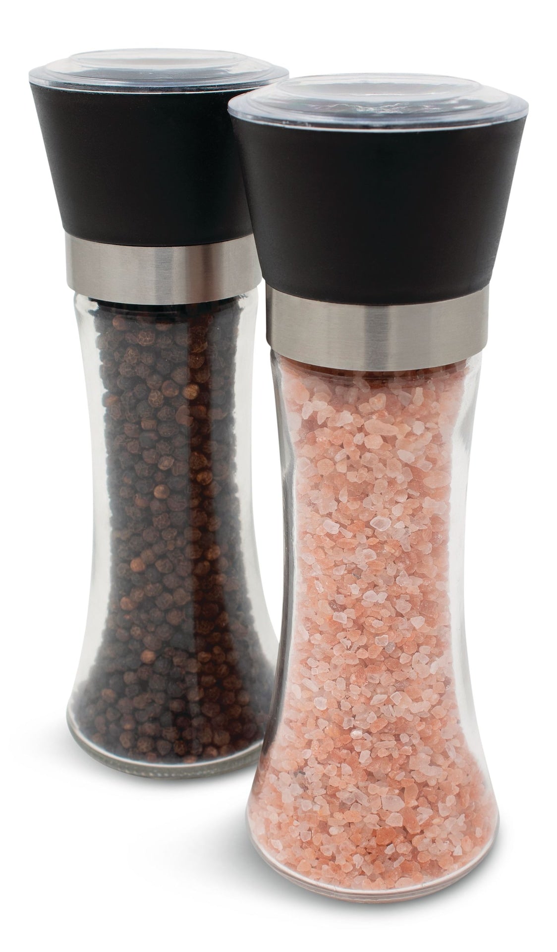 Glass Salt & Pepper Grinder Mill Set, Pre-Filled, 7.5-in, 2-pc