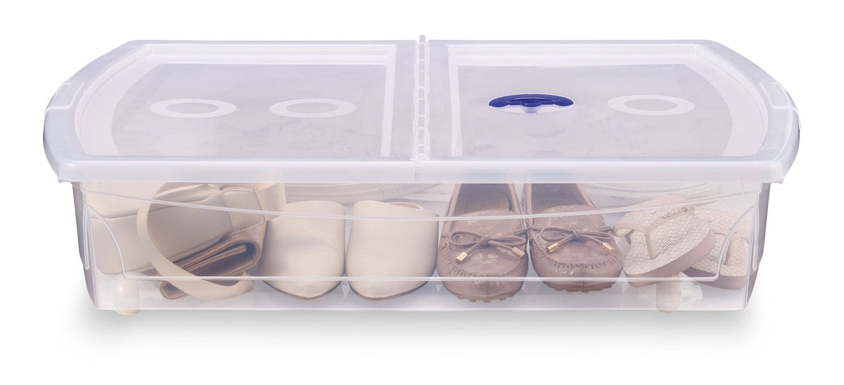 Shallow Under-the-Bed Storage Tote with Wheels