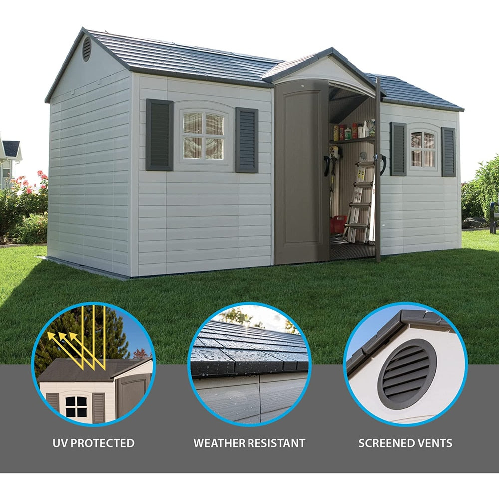 Lifetime Outdoor Storage Shed with Windows, 8-ft x 15-ft