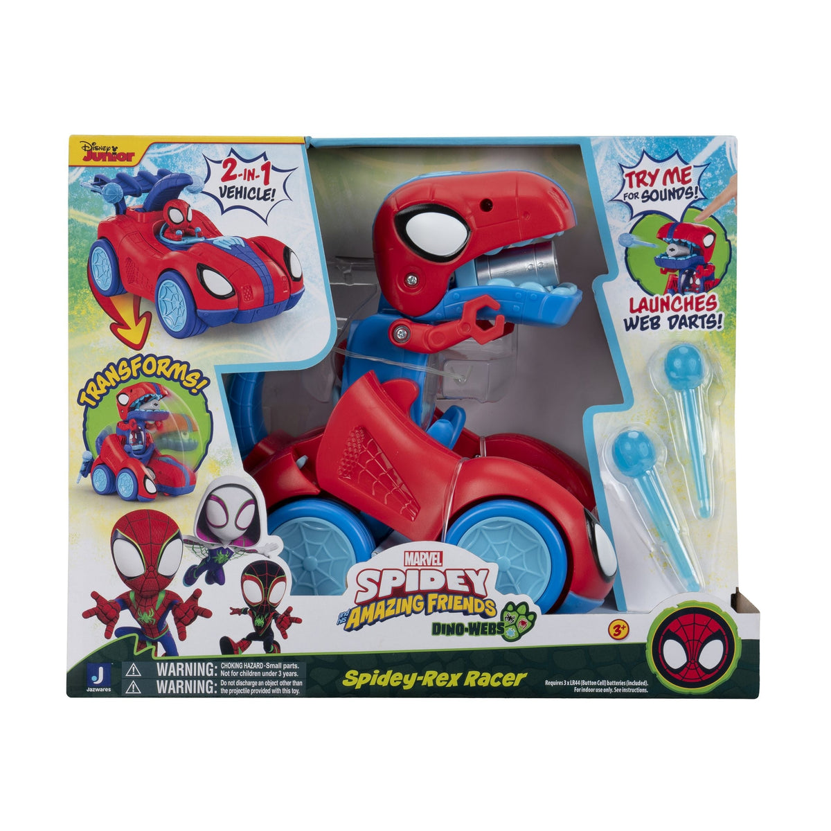 Marvel & His Amazing Friends -Rex Racer Vehicle, 2-in-1, Darts Included, Ages 3+