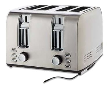 Stainless Steel Toaster with 3 Settings, 4-Slice