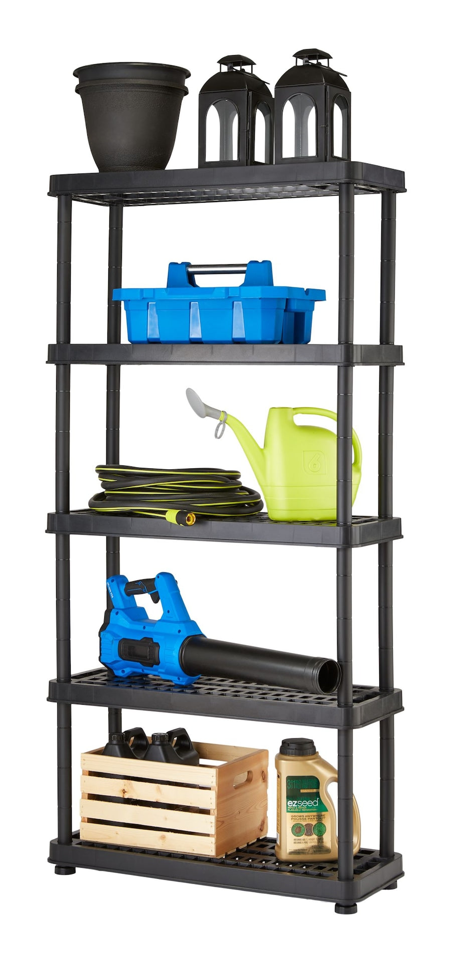 Adjustable 5-Shelf Resin/ Plastic Storage Rack/ Shelving Unit, 36 x 14 x 72-in