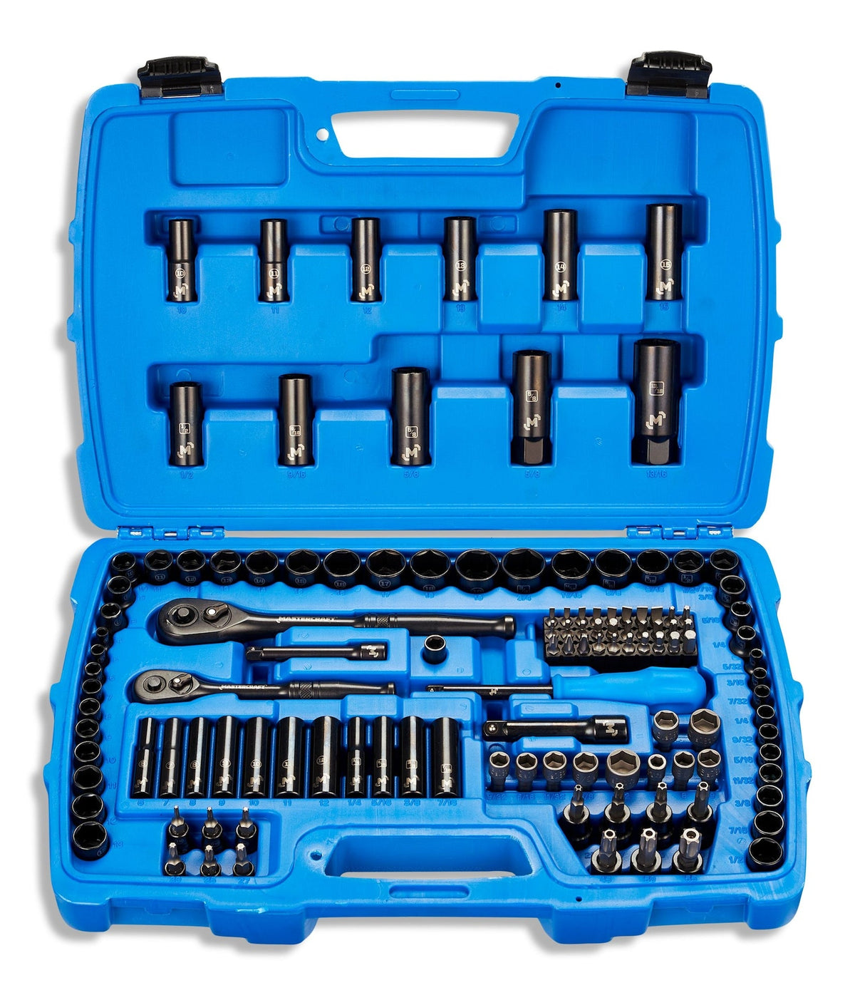 Socket Set, 122-pc, SAE/Metric, CRV, Black Steel Finish