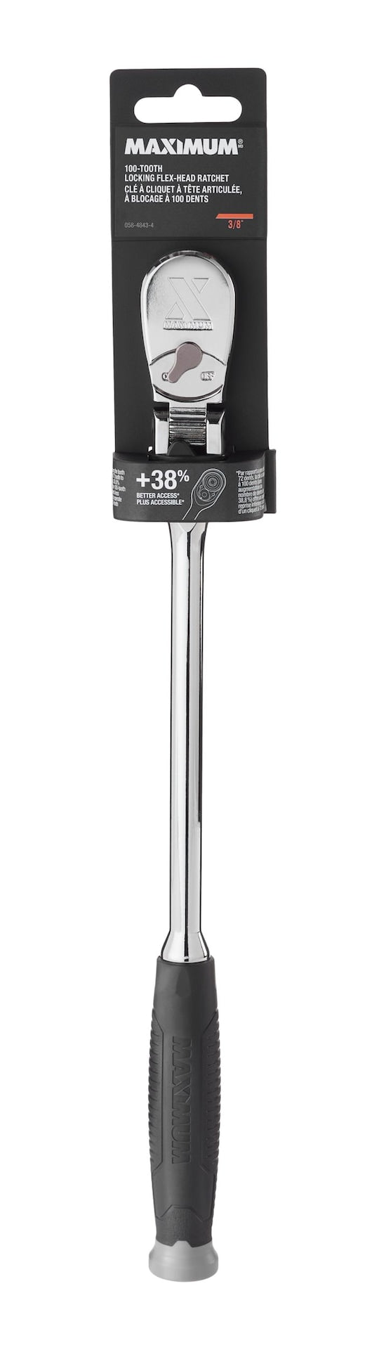 MAXIMUM 3/8" Drive Comfort Grip Locking Flex Head Ratchet