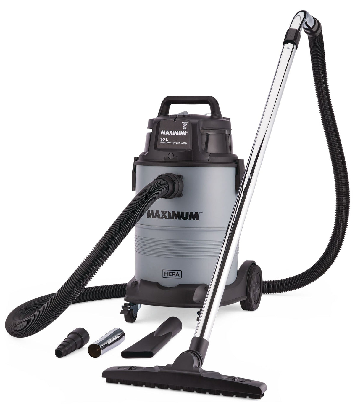 MAXIMUM VK811PH HEPA Certified Wet/Dry Shop Vacuum with Hose and Accessories, 30-L