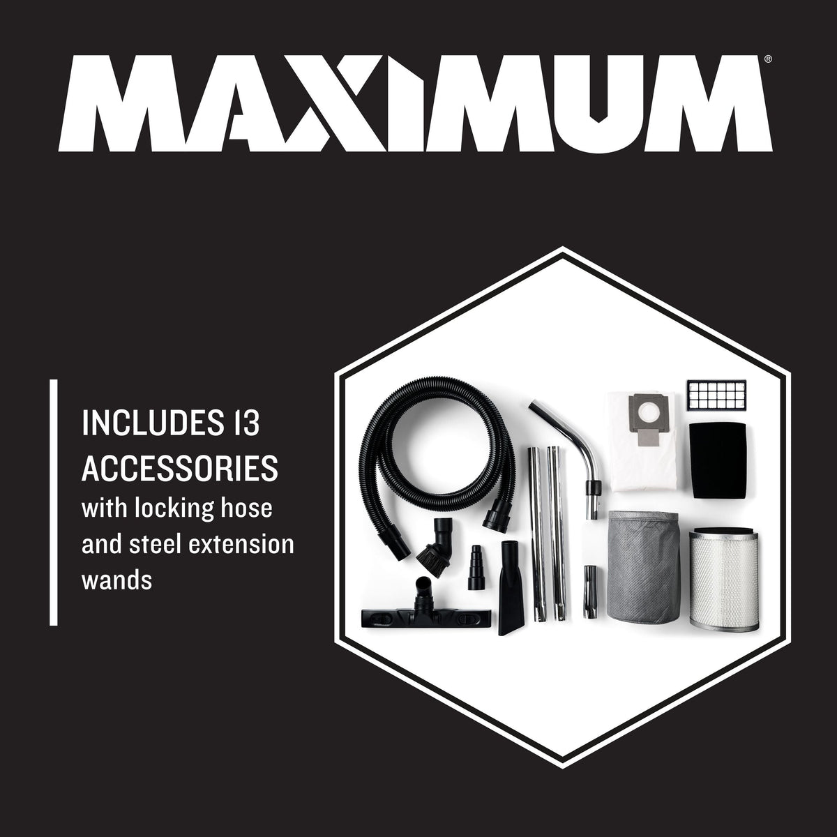 MAXIMUM VK811PH HEPA Certified Wet/Dry Shop Vacuum with Hose and Accessories, 30-L