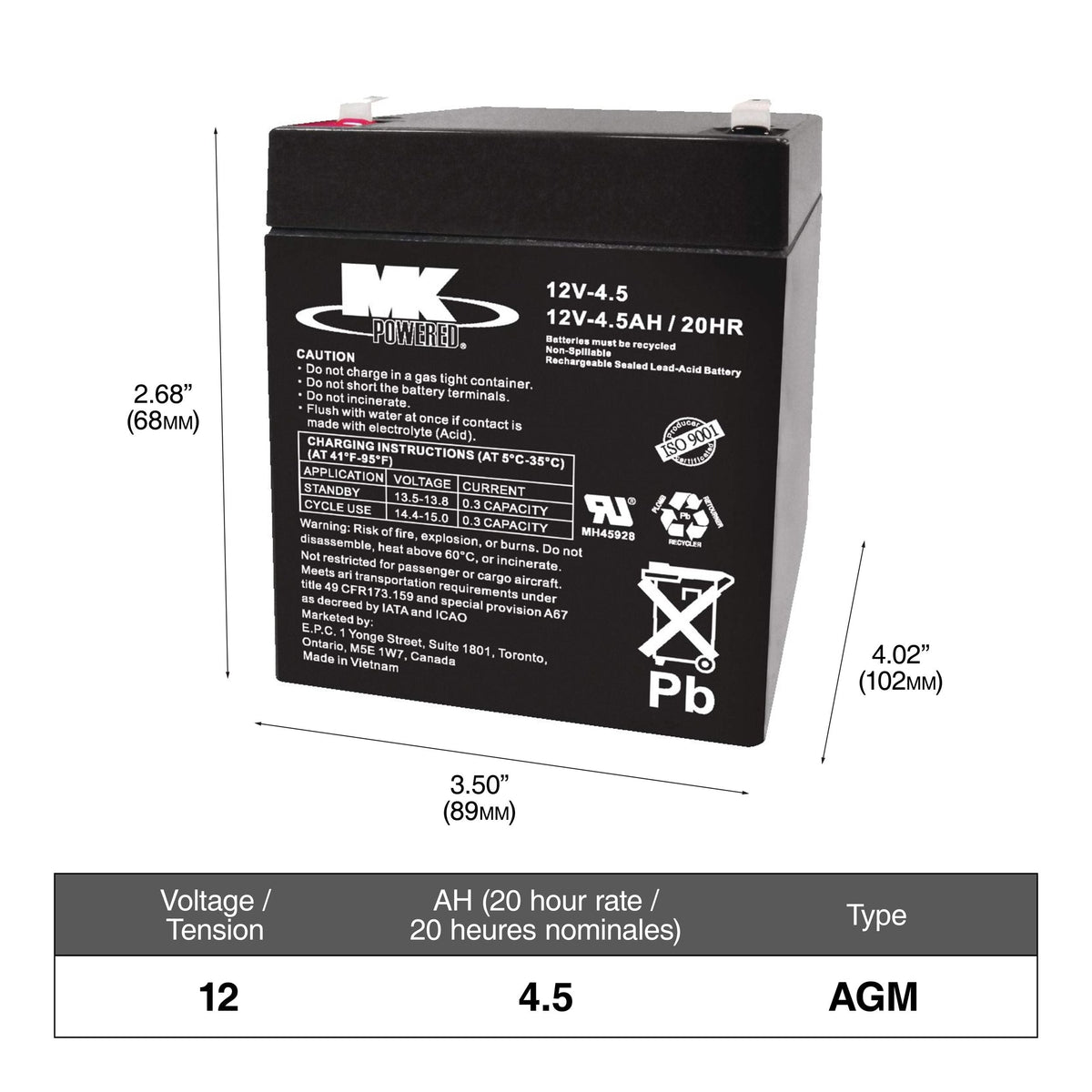ELIMINATOR AGM Group Size 24F/34R Battery, 750 CCA