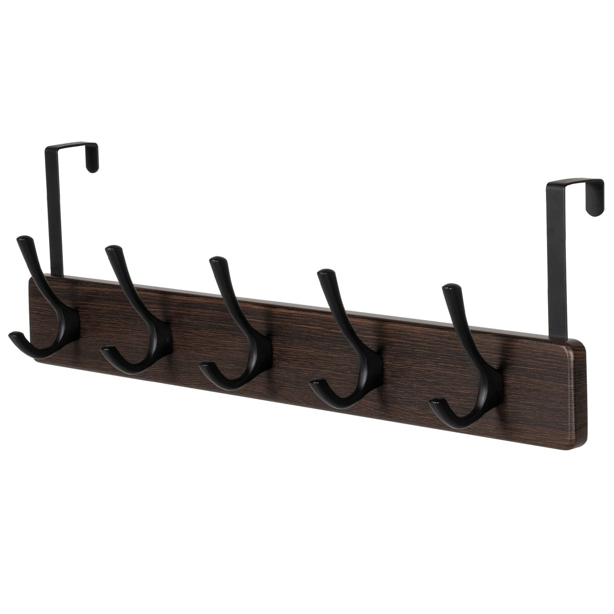 21.6" Traditional Wall 5 Hook Rack, Brown