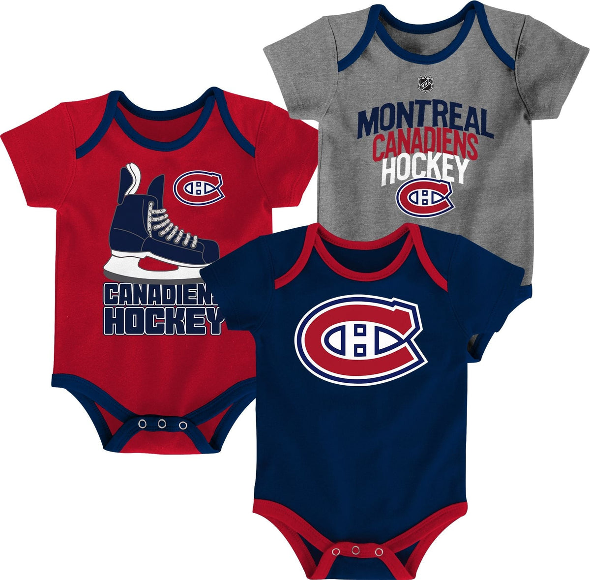 Infant/Baby Bodysuit Onesie, Red/Blue/Grey, 3-pk