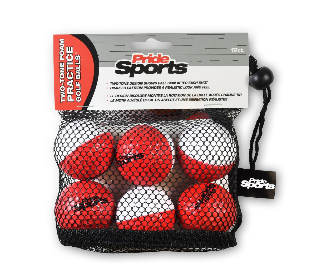 Two Tone Practice Golf Balls, Red/White, 12-pk