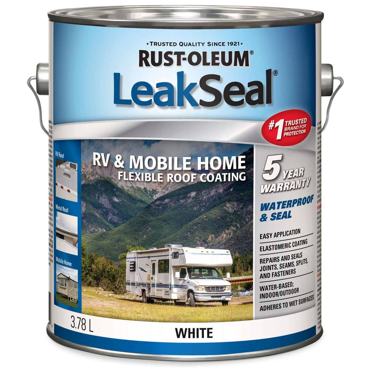 LeakSeal Waterproof Mobile Home & RV Roof Sealant / Coating, White, 3.78-L