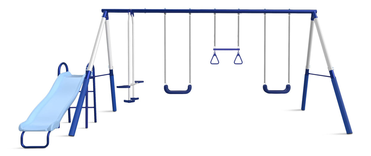 Arcadia Star Kids' 5-Station Burst Metal Swing Set Combo with Slide