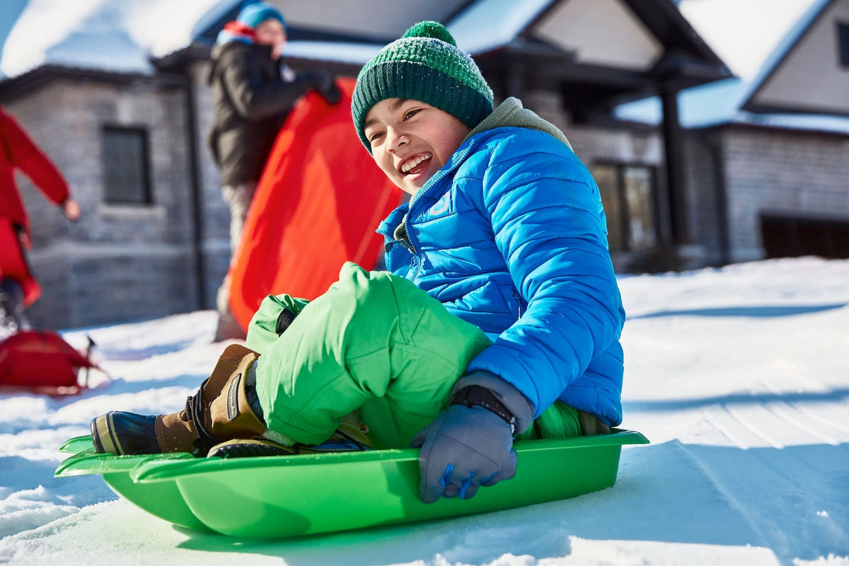 T-Rex Dinosaur Paw Kids' 1-Person Plastic Winter Snow Sled/Toboggan with Tow Rope