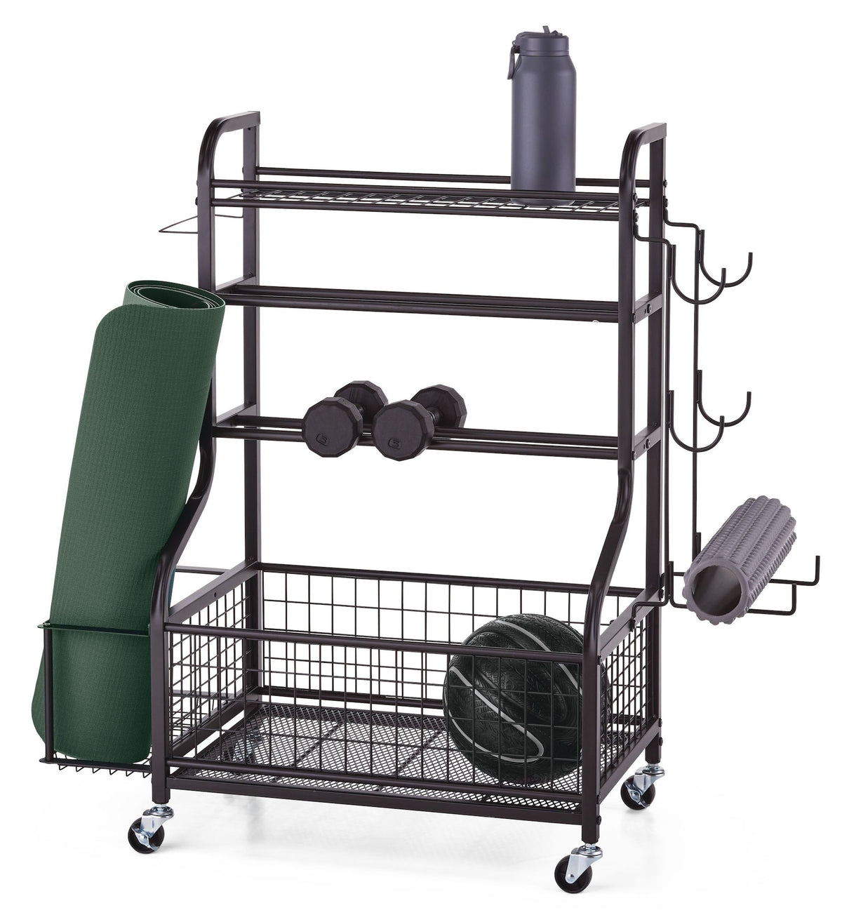 type A Multifunction Storage Rack with Wheels, Black