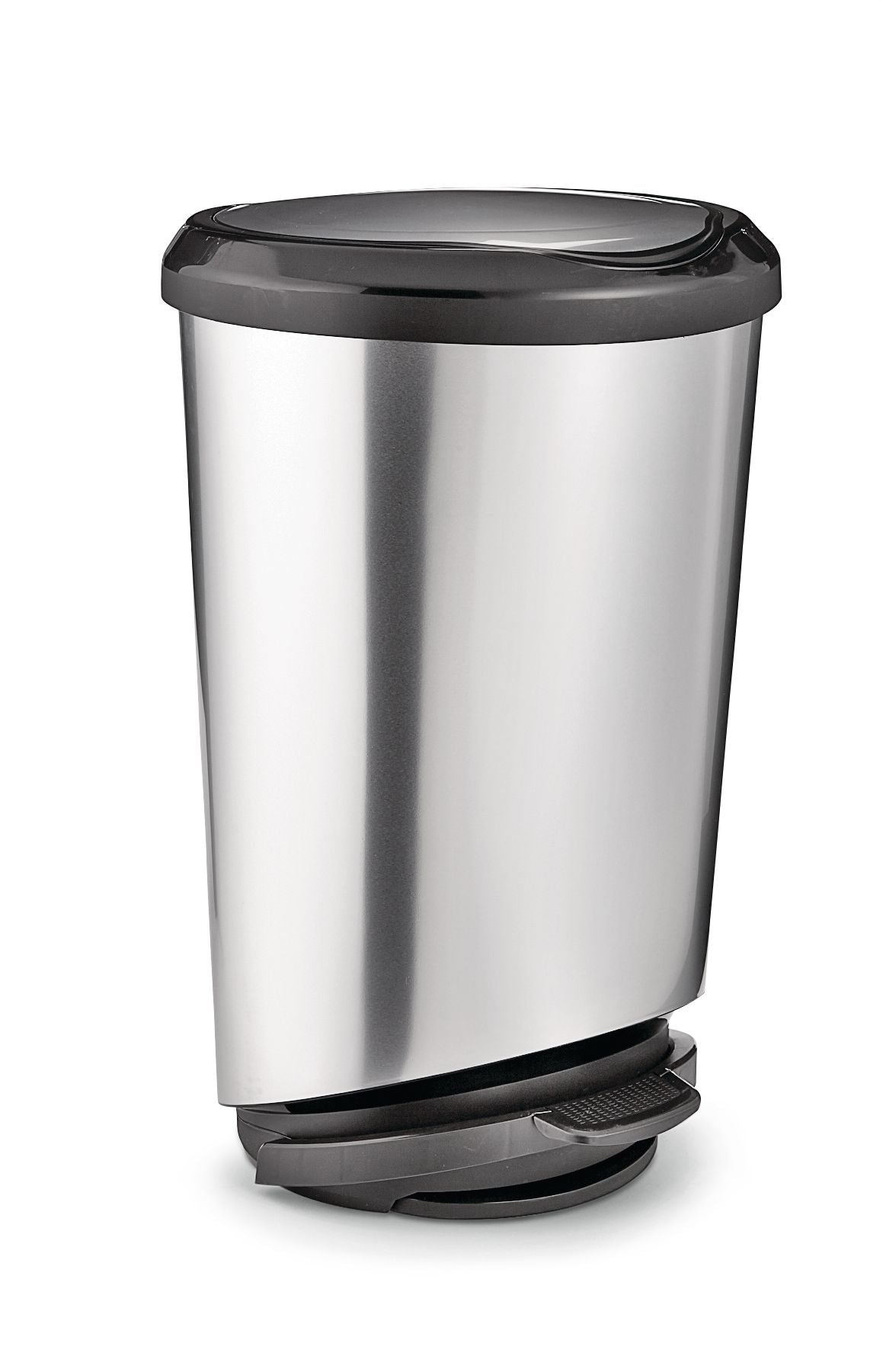 type A Plastic D-Shaped Step Garbage Can, Silver, 42-L