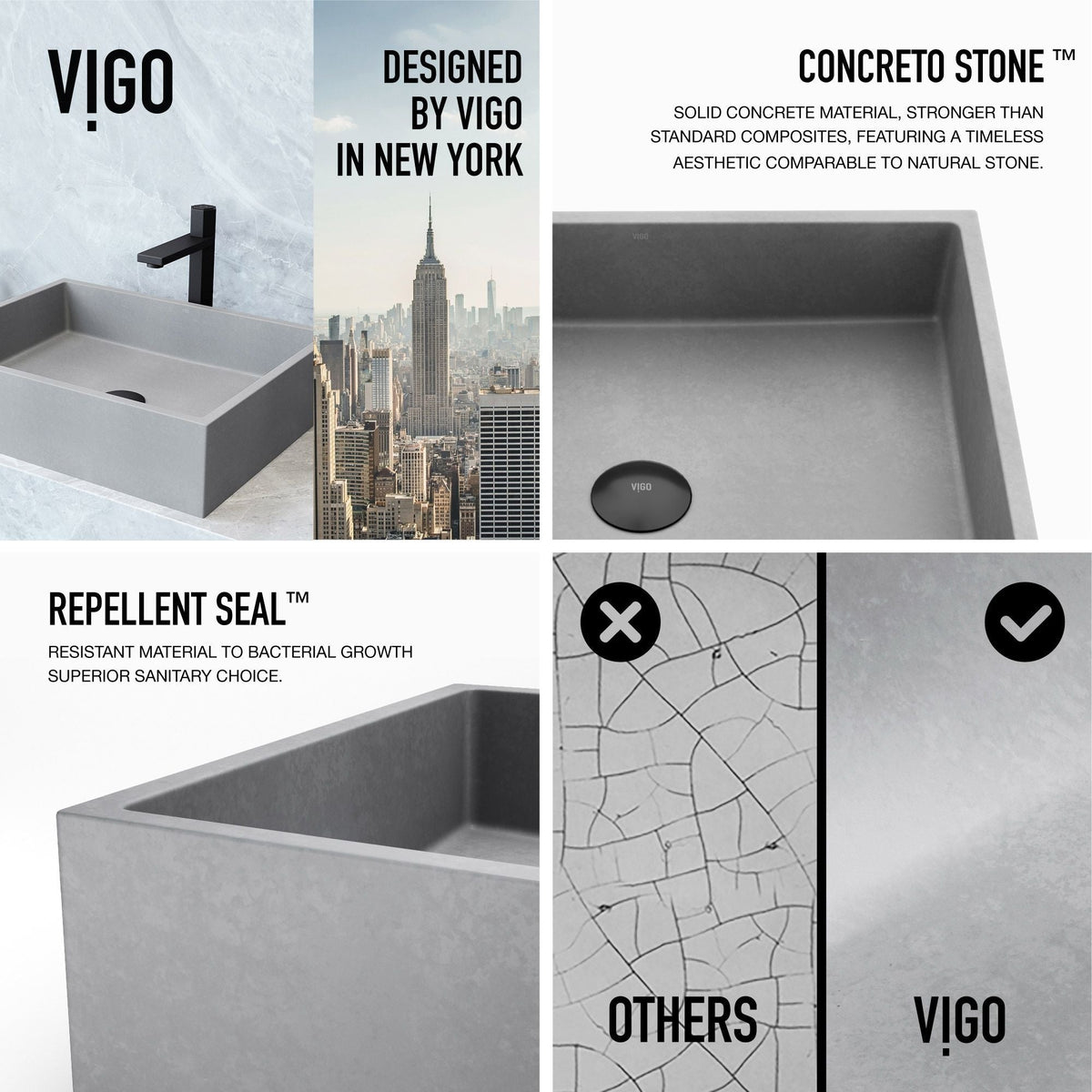 Coca Gothic 19x15-in Deep Grey Bathroom Sink/Basin with Rectangular Vessel