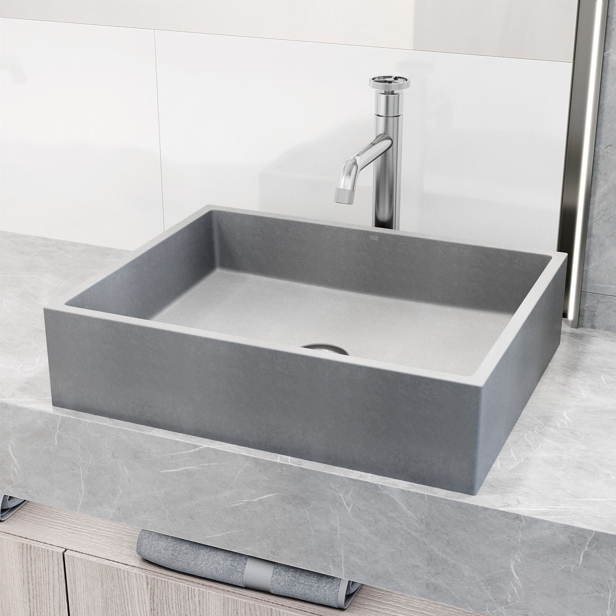 Coca Gothic 19x15-in Deep Grey Bathroom Sink/Basin with Rectangular Vessel