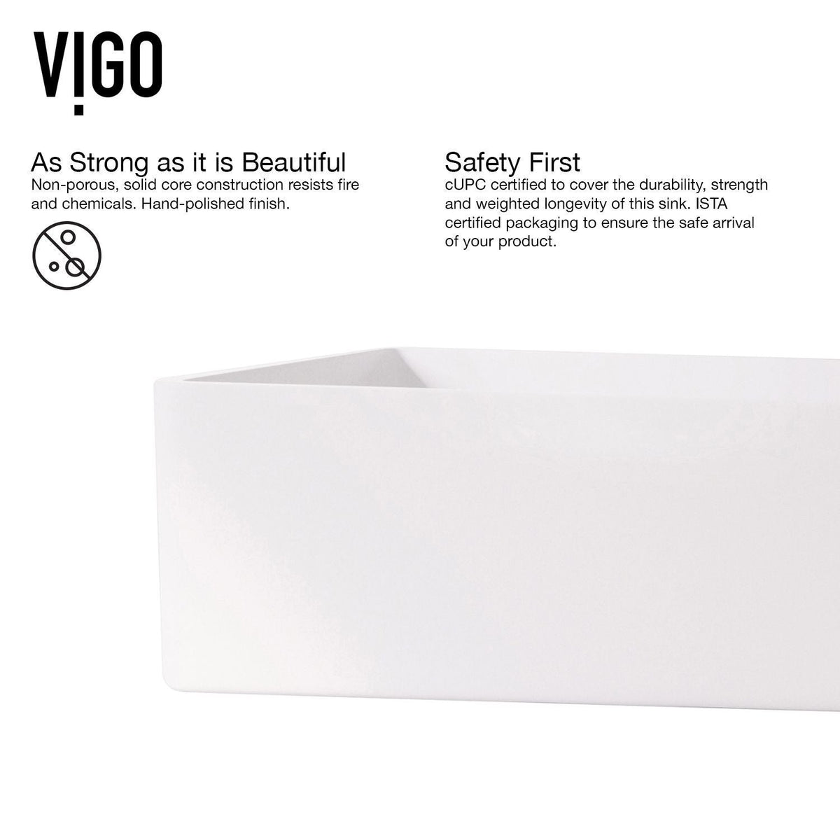 Magnolia White Bathroom Sink/Basin Set with Amada Faucet and Rectangular Composite Vessel