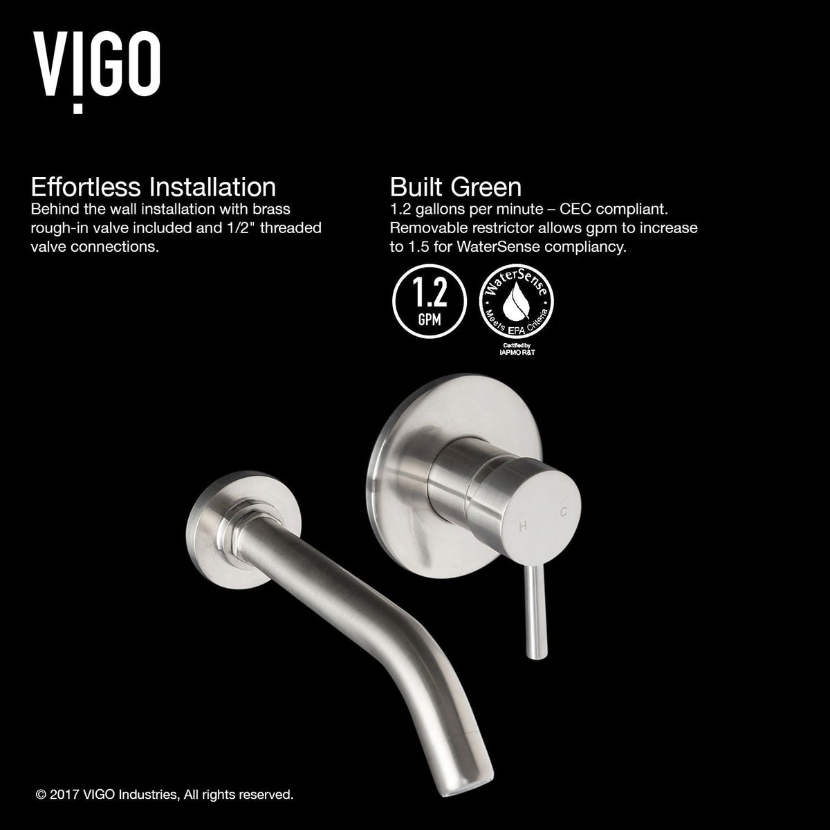 Olus Wall Mount Bathroom Faucet, WaterSense Certified, Brushed Nickel
