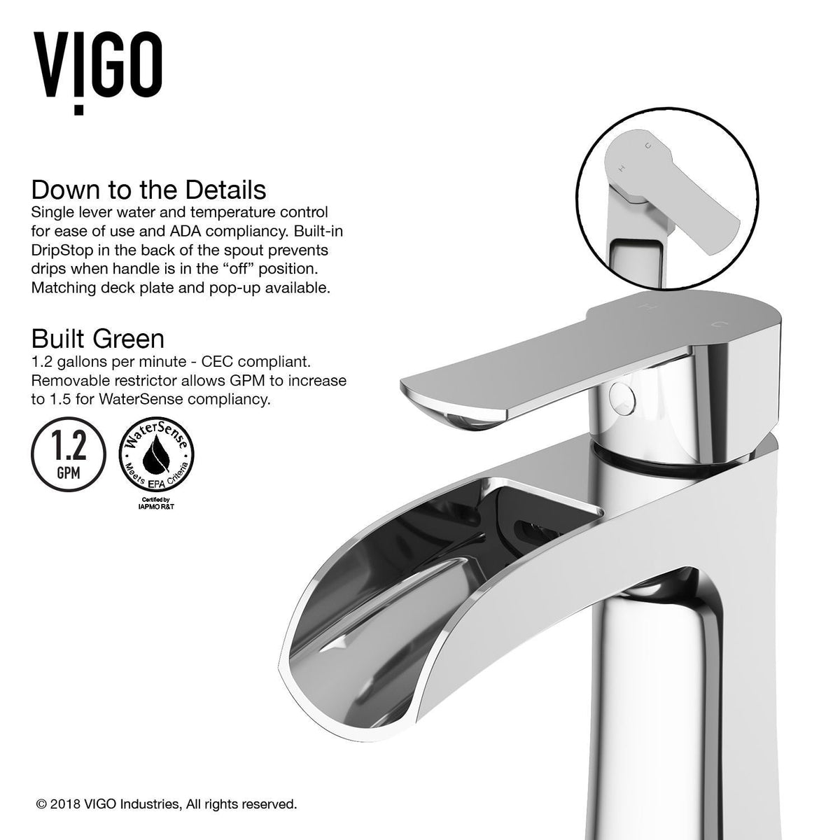 Paloma Single Handle Single Hole Bathroom Sink Faucet, WaterSense Certified, Chrome
