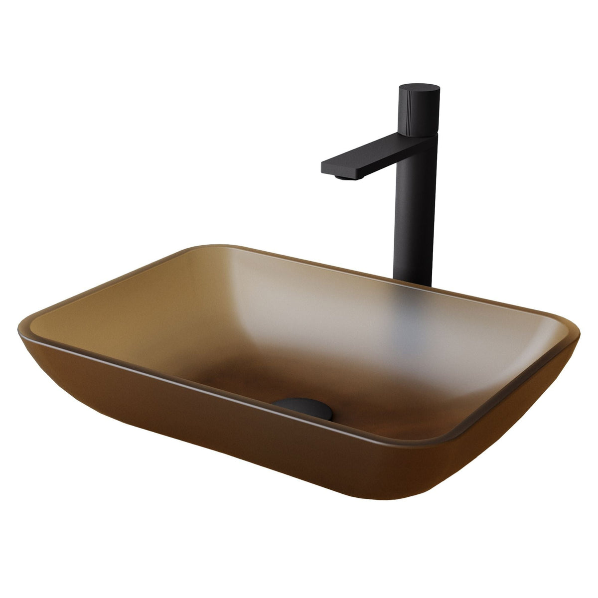Sottile Amber Bathroom Sink/Basin Set with Gotham Faucet and Glass Vessel