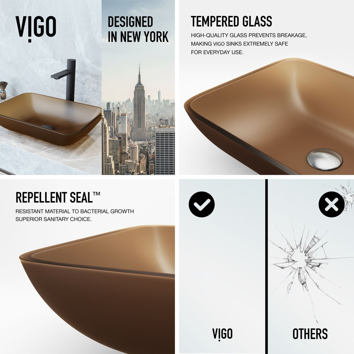 Sottile Amber Bathroom Sink/Basin Set with Gotham Faucet and Glass Vessel