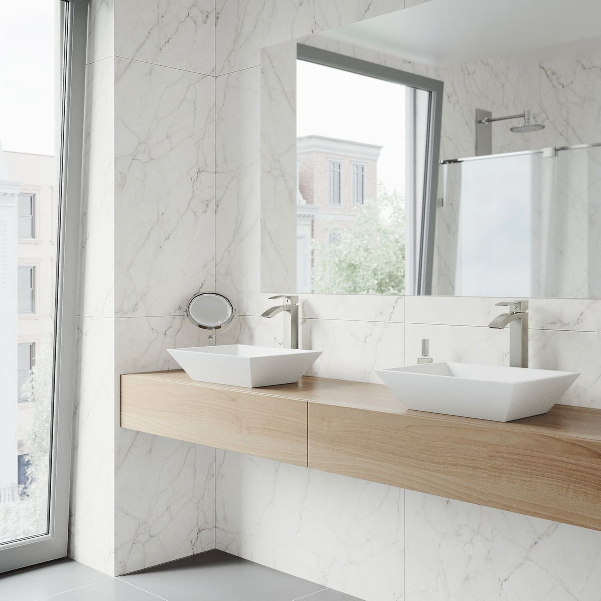 Vinca Matte Stone Vessel Bathroom Sink/Basin with Deep Bowl, White