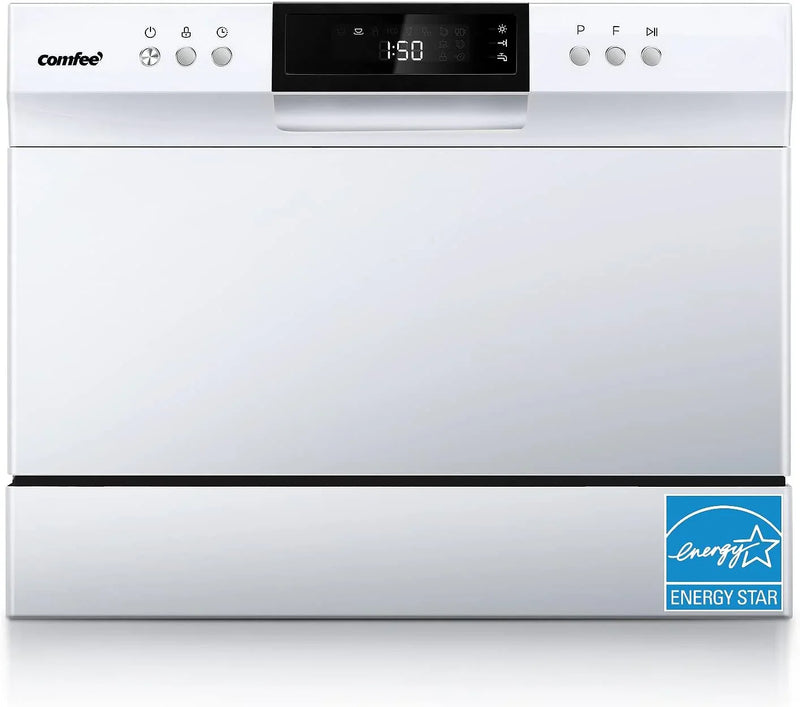 Countertop Dishwasher, Energy Star Portable Dishwasher, 6 Place Settings & 8 Washing Programs, Speed, Baby-Care, ECO& Glass, Dish Washer for Dorm, RV& Apartment, Black W1799