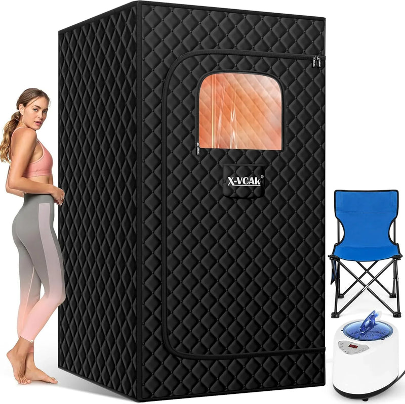 Upgraded Sauna Box for Relaxation, Detoxification, Portable Steam Sauna for Home with Steamer, 9 Levels, 2.6’ x 2.6’ x 5.9’ Z5128