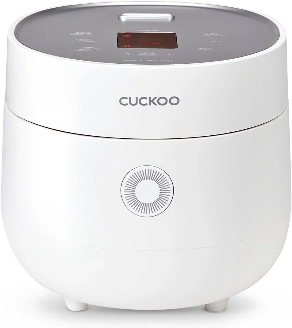Electric rice cooker with 6-cup capacity (uncooked) / 12-cup capacity (cooked), modern fuzzy logic control, featuring timer function and insulation setting, compact model, multi-functional steamer, non-stick inner liner, gray exterior.