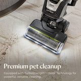 Pet hair remover vacuum cleaner, equipped with an automatic cleaning brush wheel, HEPA filter device, a powerful pet hair collection function with a turbo brush rotating tool, as well as a dust removal brush with lighting and a gap cleaning tool.