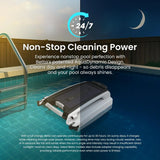 Solar Powered Automatic Robotic Pool Surface Skimmer Cleaner with 24/7 Continuous Cleaning Battery Power and Re-Engineered Twin Salt Chlorine Tolerant Motors (Blue)